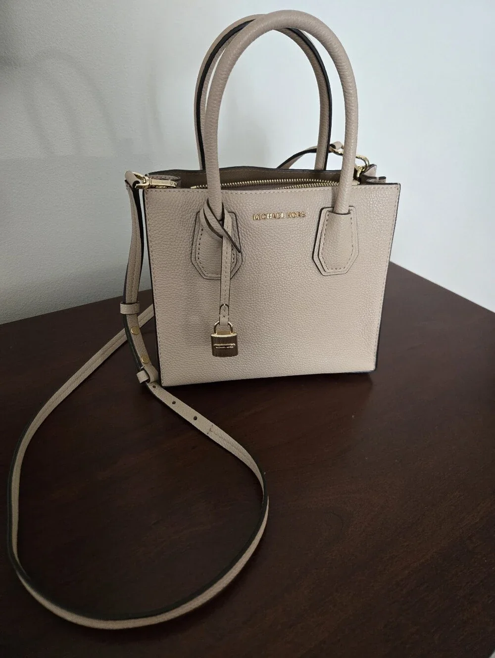 Michael Kors Blush Leather Satchel with Gold Hardware